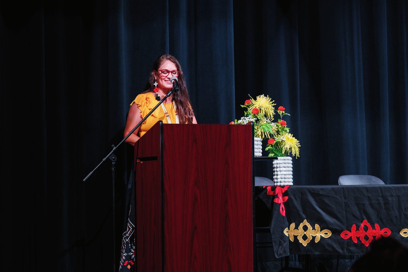 Chairwoman Candace Schmidt speaking at the Legislative Bill 1032 Celebration Ceremony